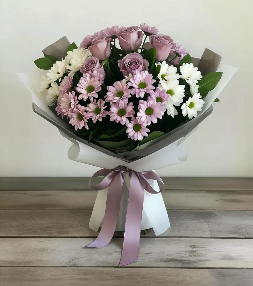 Букет цветов из: Хризантемы и Розы в Тетюшах