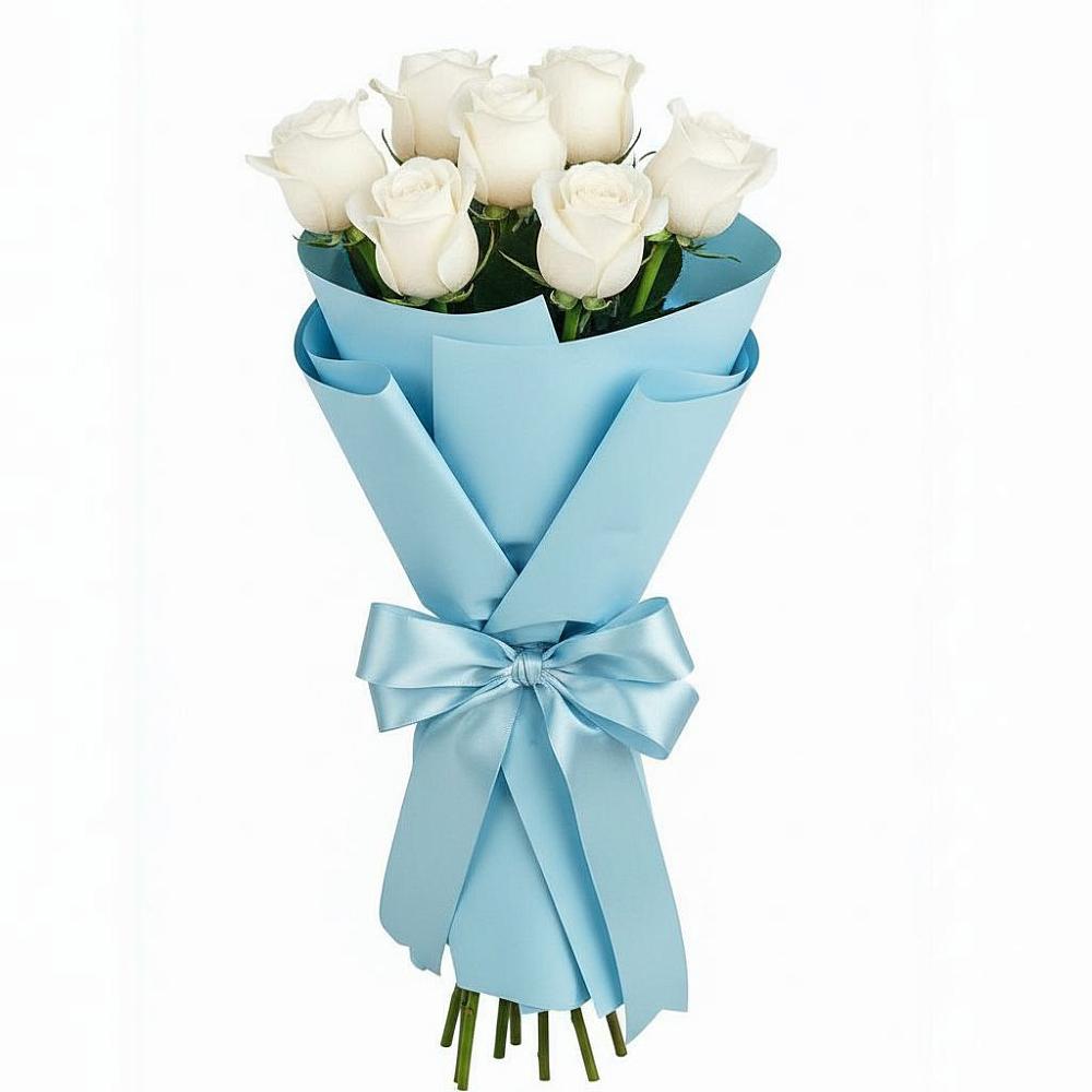 Букет 7 белых роз Проуд в Тетюшах