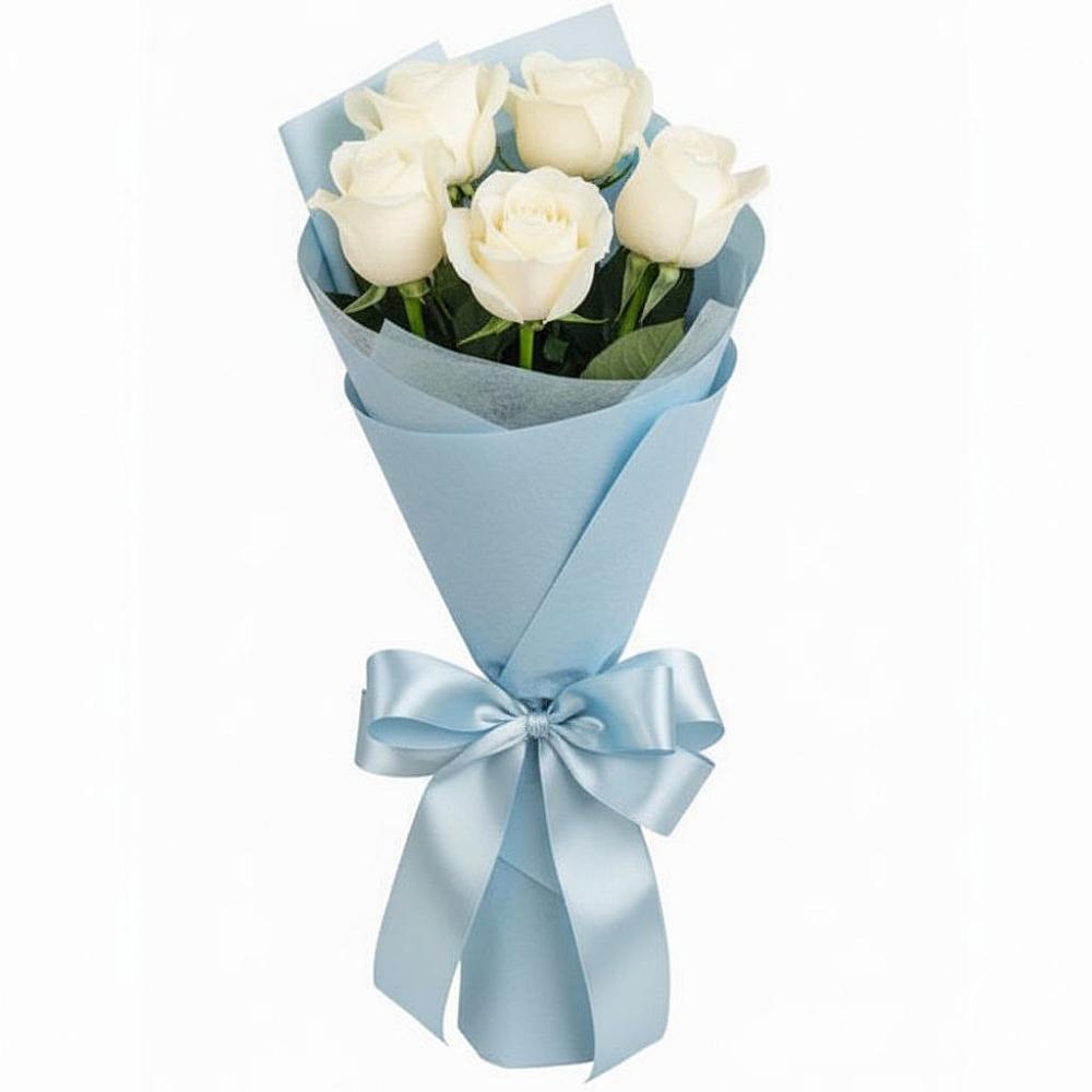 Букет 5 Белых роз Проуд в Тетюшах