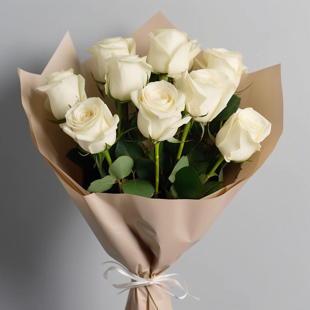 Букет 9 Белых роз Эдлесс Лав в Тетюшах