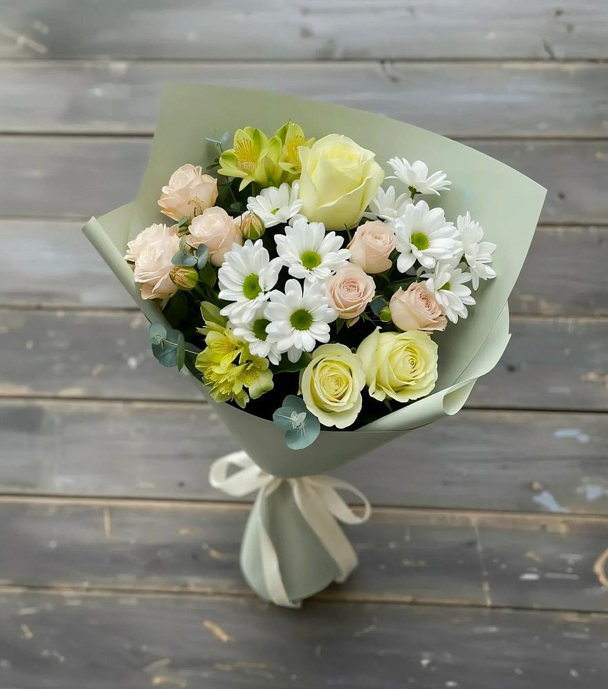 Букет цветов из: Альстромерии, Розы и Хризантемы в Тетюшах