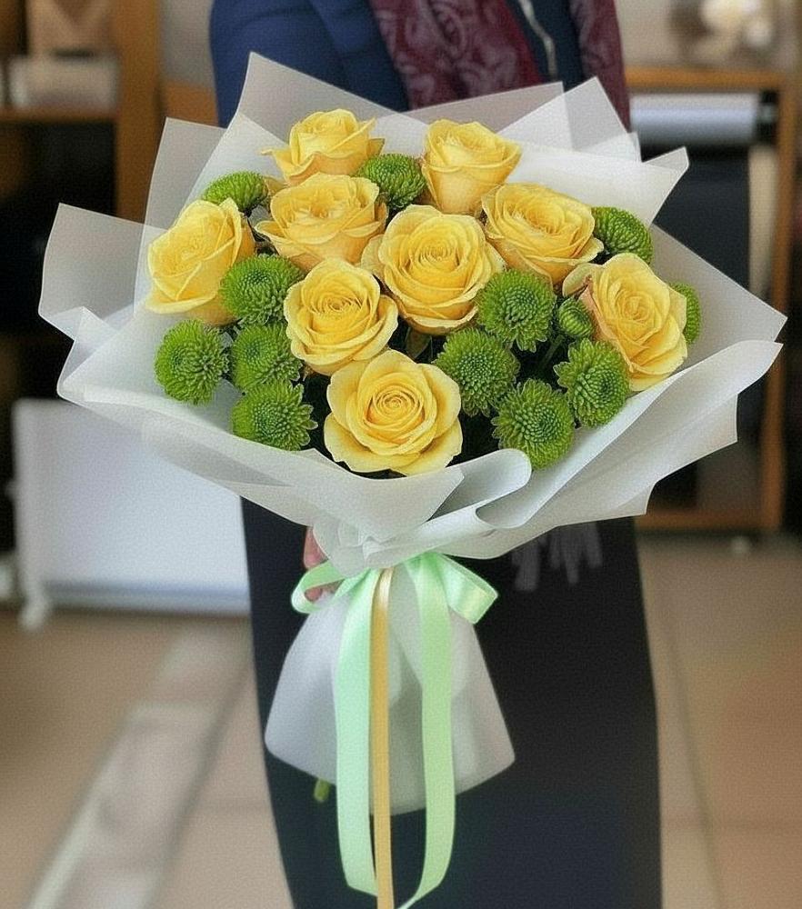 Букет цветов из: Хризантемы и Розы в Тетюшах