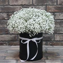 Цветочная композиция из Гипсофила в шляпной коробке в Тетюшах
